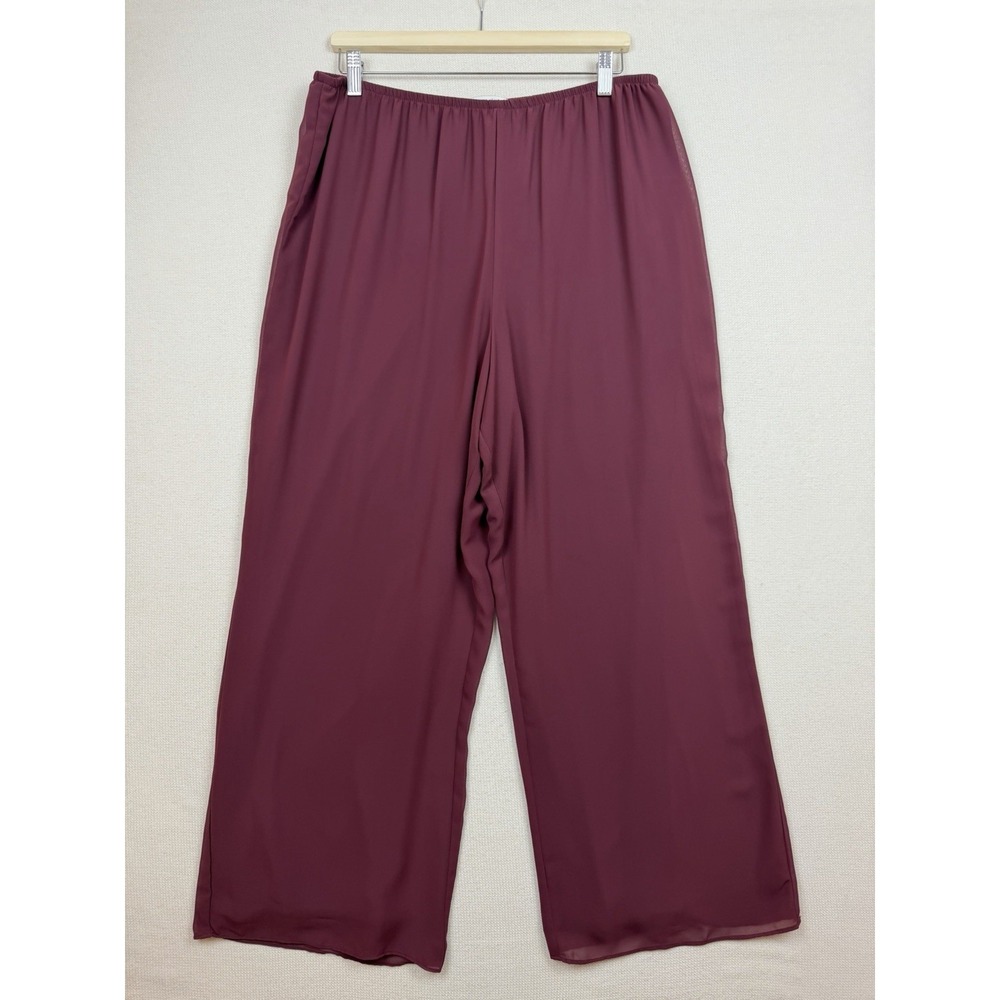 Spencer Alexis Womens Chiffon Evening Wide Leg Pants Sheer Overlay 1X Dressy USA